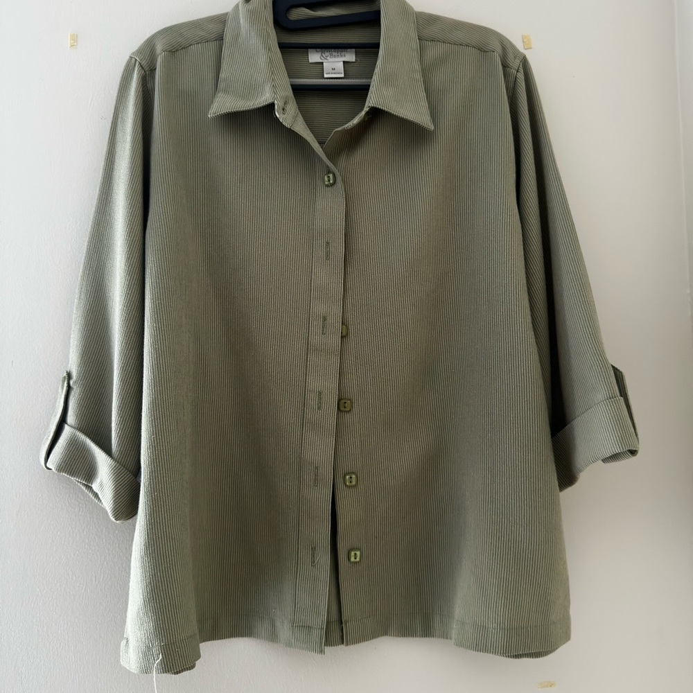 Christopher & Banks Green Lightweight Shirt Jacket